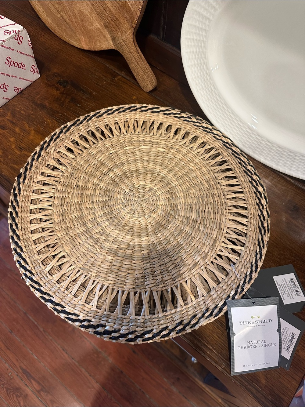 NWT Threshold set of 4 Natural Woven Charger Plate 15”